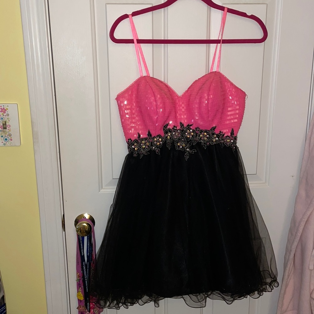 Sparkly Pink and Black Formal Dress